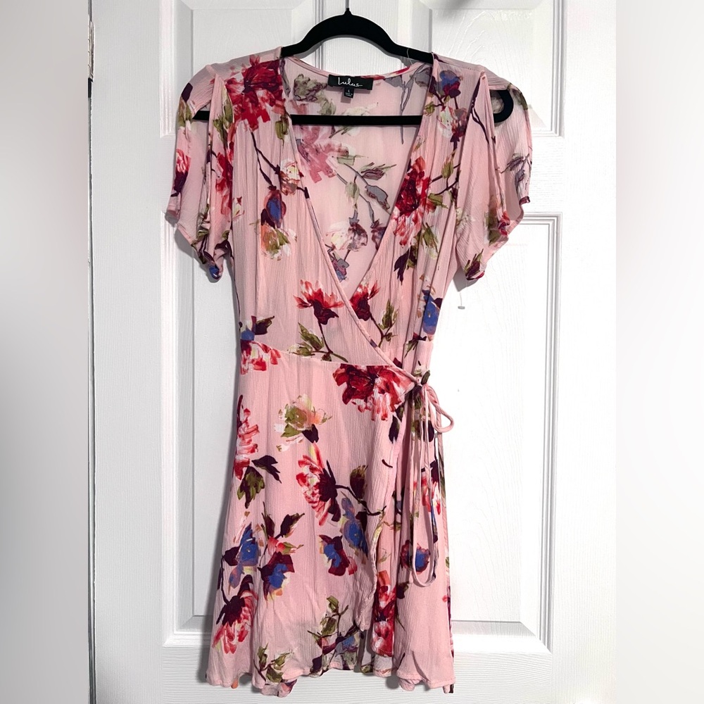 Lulus Floral Wrap Dress Sz L